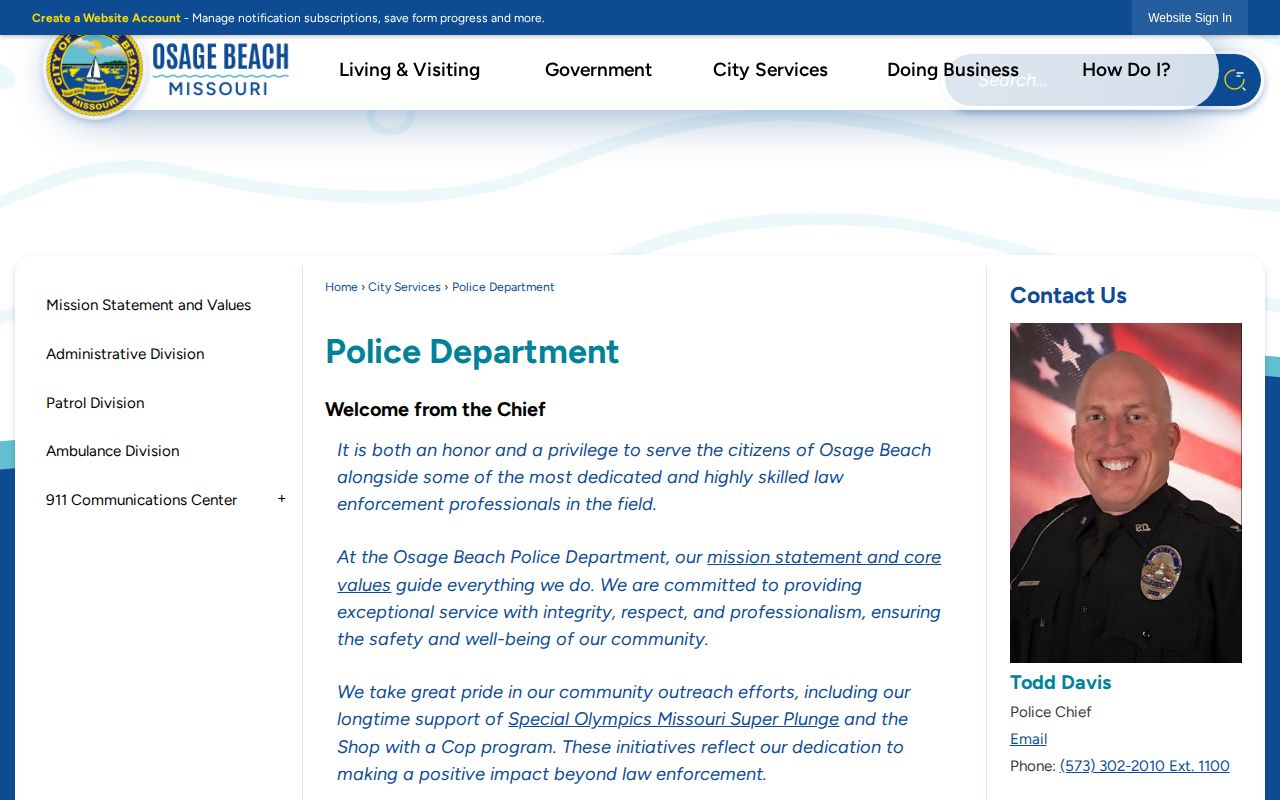 Camden County Osage Beach police-records source screen